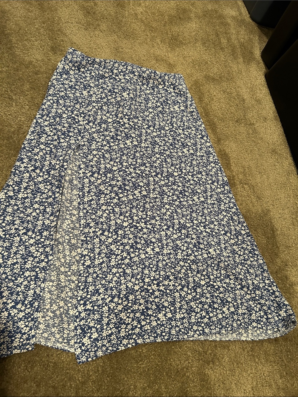 Blue Floral Midi Skirt